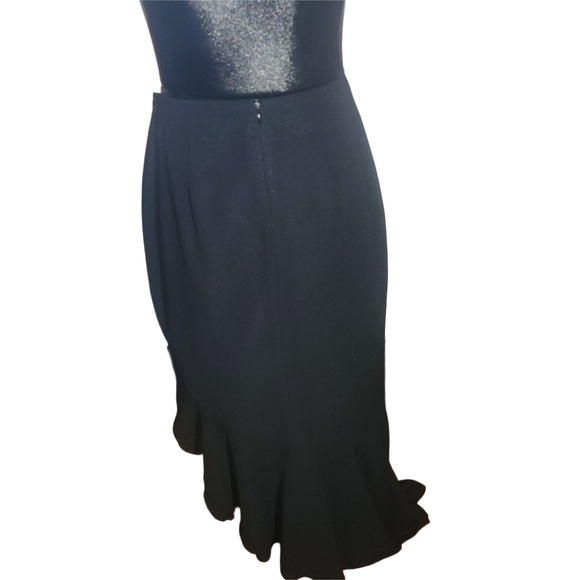 Ribkoff Trends Black Ruffled Asymmetrical Hem Skirt 12 - Picture 3 of 4